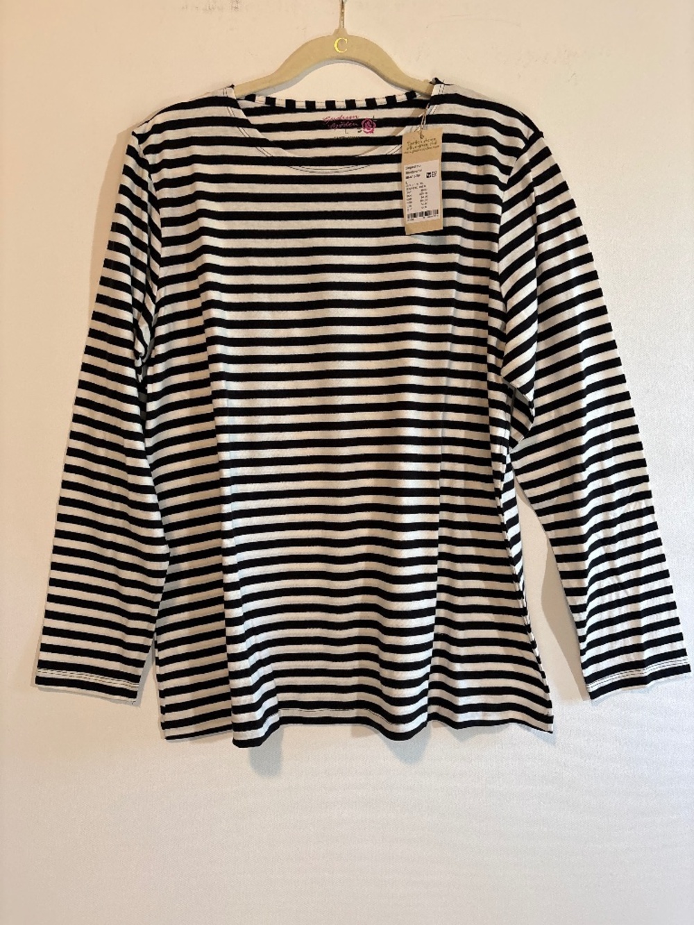 NWT! Gudrun Sjödén Black and White Striped Long Sleeve Top - L
